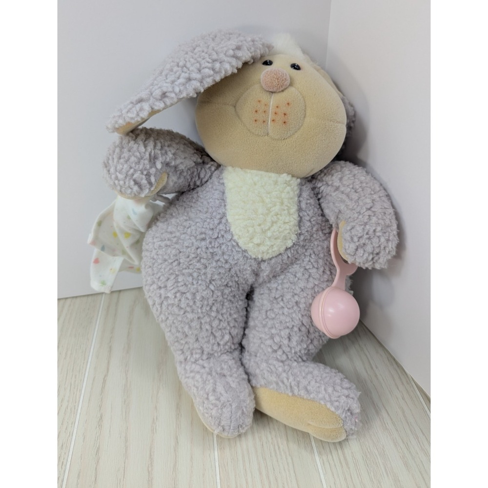 Matchbox 1985 vintage Purple‎ Bunny Rabbit Plush Need a Littles rattle blanket